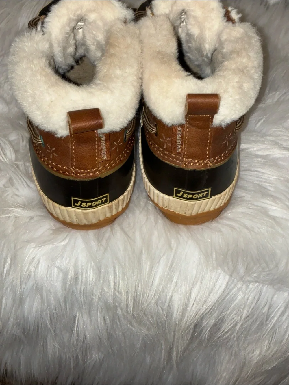 JSport by Jambu Women's Mary Rain Winter Duck Boots soft faux fur trim Sz 8